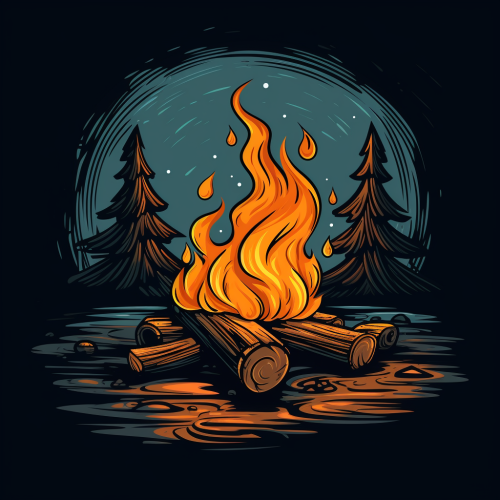 Hand-drawn campfire illustration