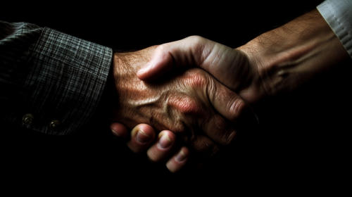 Two people shaking hands professionally
