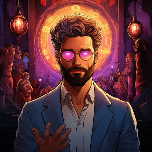 Handsome man with a comicbook background