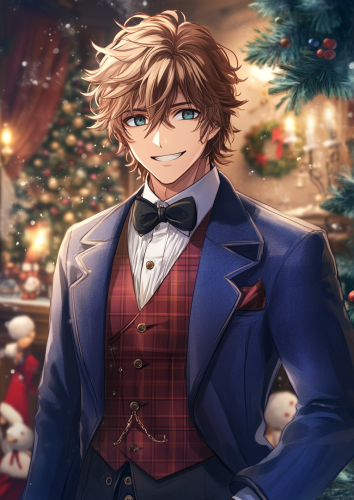 Anime style handsome man smiling