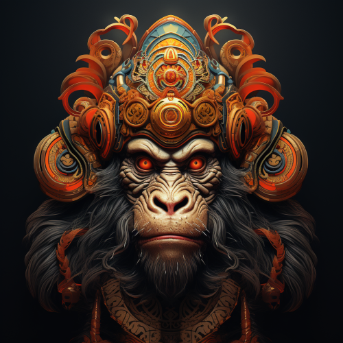 Detailed Hanuman portrait with intricate art