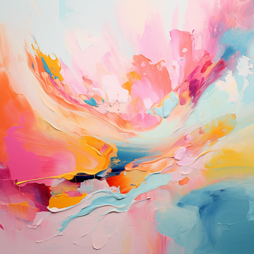 Abstract art painting evoking happiness