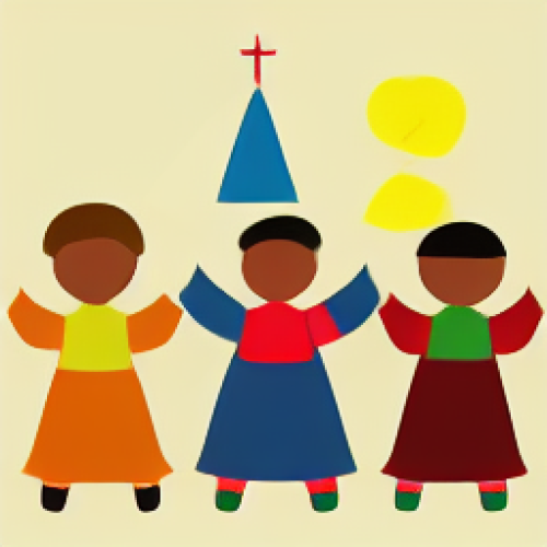 Happy diverse children celebrating at a Protestant church