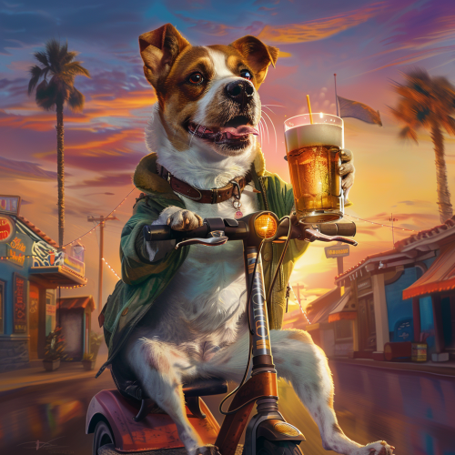 Dog E-Scooter Beer Search