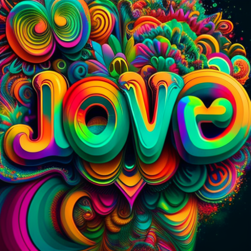 Colorful trippy image of happiness and love