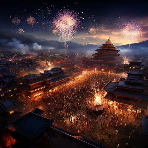 Gorgeous fireworks display during Happy New Year celebration