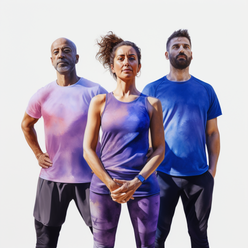 Group of 3 Happy People Doing Yoga