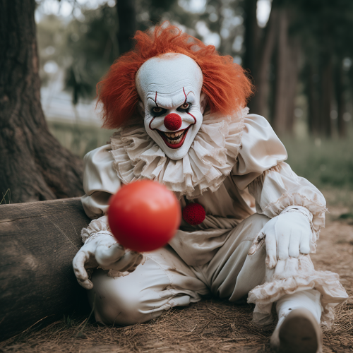 Joyful Pennywise the Clown having fun at the park