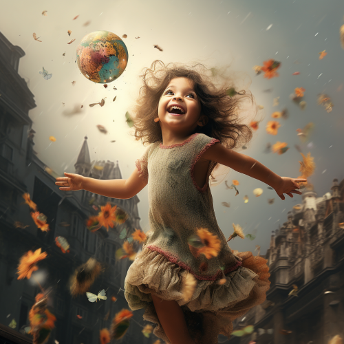 Vibrant photo manipulation showcasing a happy world