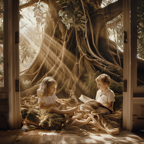 Kids Playing in Bedroom with Forest