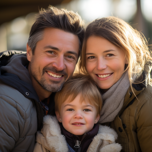 Happy Family Portrait with Depth of Field