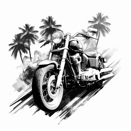 Black and white Harley Davidson motorcycle art