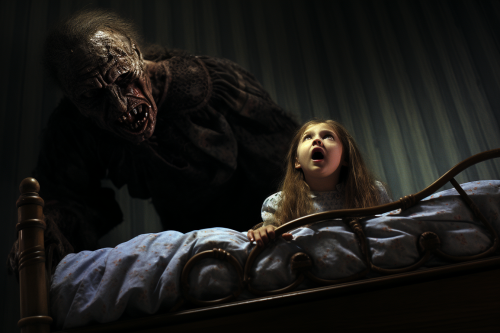 Scary haunted house in a dark forest