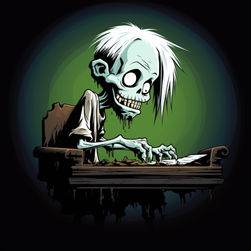 Zombie pianist playing eerie music