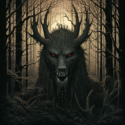 Dark Mythical Creature in Haunting Forest