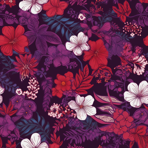 Colorful Hawaiian flowers in a pattern