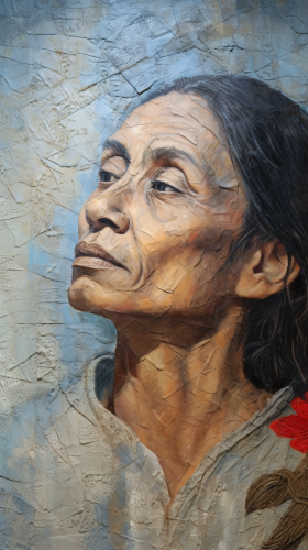 Hawaiian woman oil canvas painting