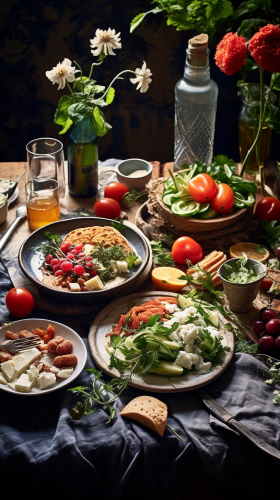 Healthy meal on dinner table