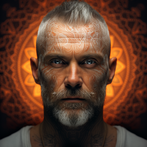 Professional photograph of a healthy man with fractals