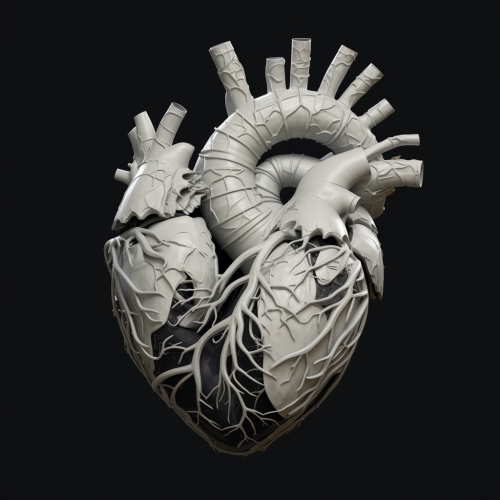 Black background with white and grey 3D heart