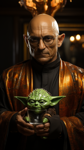 Heisenberg in Star Wars with Mandalorian Armor and Realistic Yoda