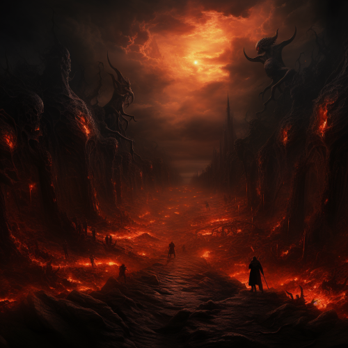 Hellish diabolical concept art painting