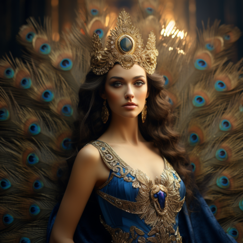 Beautiful Hera Goddess with Peacock