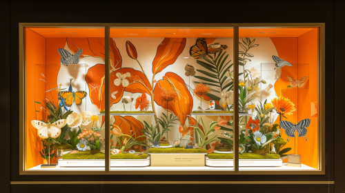 Hermès store window display 1980s theme