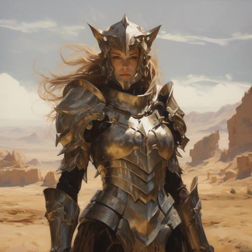 50 Year Old Knight in Plate Armor on Battlefield