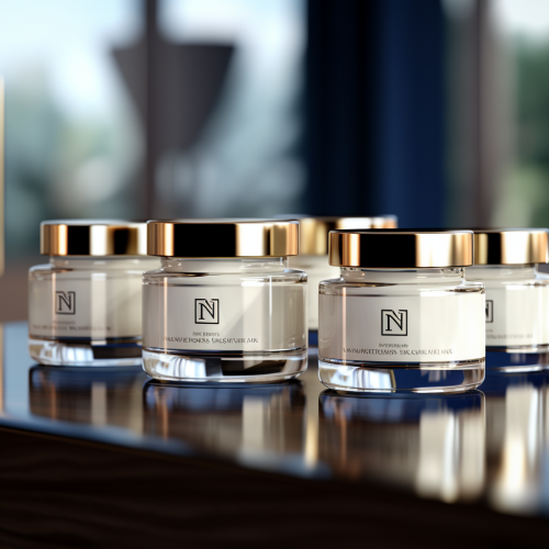 High-end cream jars on table High-end cream jars on table