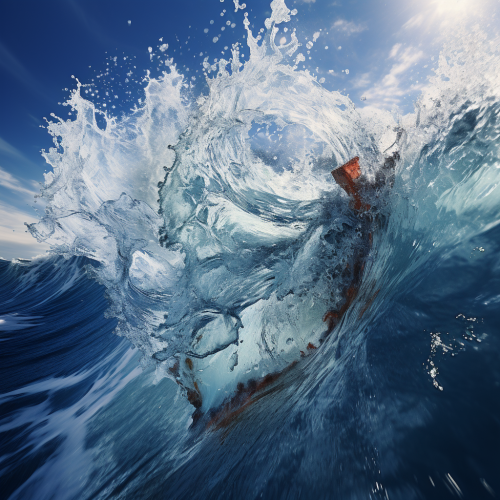 Boat wake in clear blue ocean