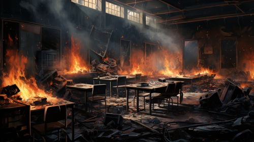 Dark High School Classroom Scene Dark High School Classroom Scene