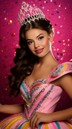 Portrait of a Hispanic Mexican Girl in Karol G-style Tiara Portrait of a Hispanic Mexican Girl in Karol G-style Tiara