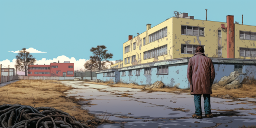 Homeless man observing Danish hospital in Denmark