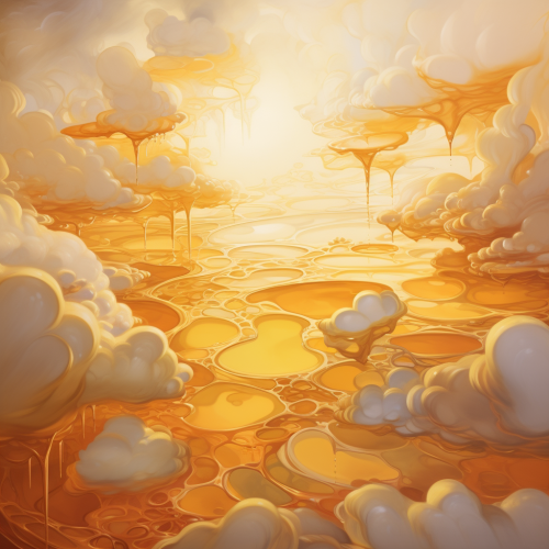 Honey flowing in clouds