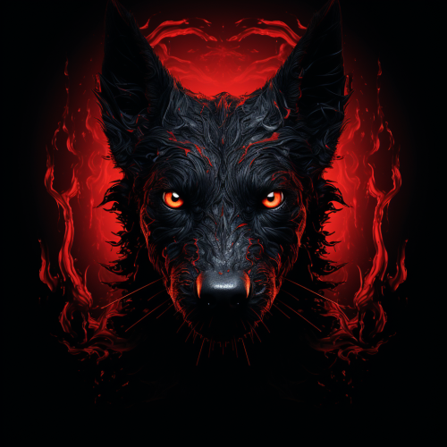 Sinister dog with red eyes