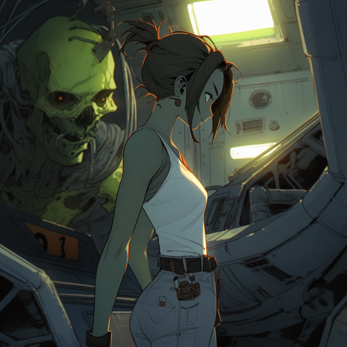 Terrifying Zombie Girl with Green Skin