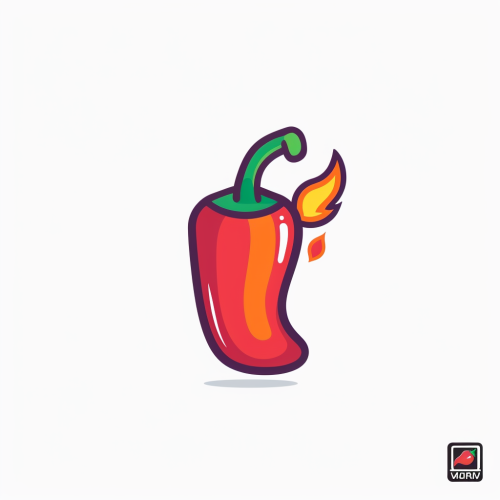 Cartoon hot pepper on fire