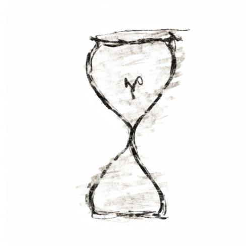 Hourglass sketch on white background