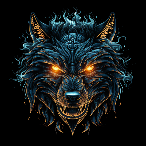 Howling Wolf Viking Symbol Flames