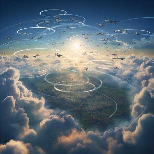 Visualization of Aircrafts Cycling Around Central Cloud Visualization of Aircrafts Cycling Around Central Cloud