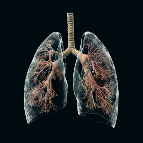 Human lungs on white background