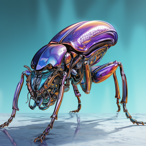 Humanoid beetle with bioluminescent veins wearing clothes Humanoid beetle with bioluminescent veins wearing clothes