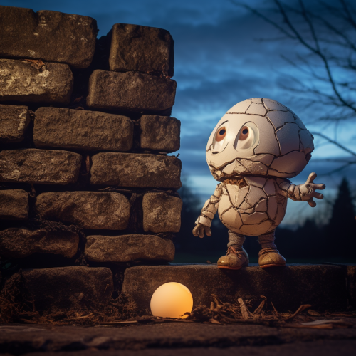 Claymation Humpty Dumpty on Stone Wall