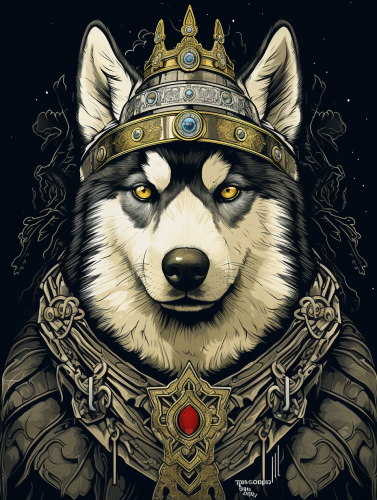 Husky Neo-Pop Victorian Melting Linocut Album Artwork