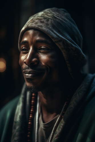 Joyful hybrid person portrait