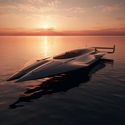 Hydrofoil Boat Floating on Water Design