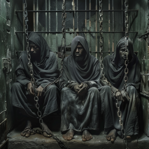 African Muslims in prison cells