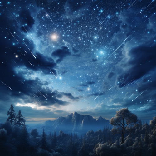 Breathtaking Night Sky with Shooting Stars Breathtaking Night Sky with Shooting Stars