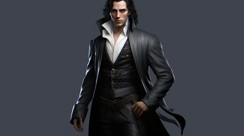 Hyperrealistic handsome fantasy lord with jet black hair